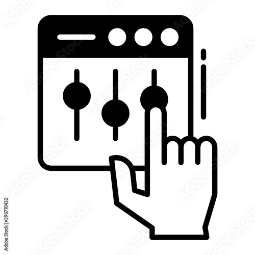 Manual Settings Concept, Control Panel Vector Glyph Icon Design, Cloud computing and Internet hosting services Symbol on White background 