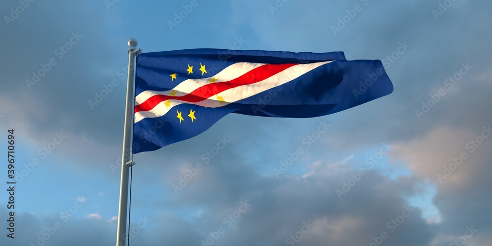 3d rendering of the national flag of the Cape Verde