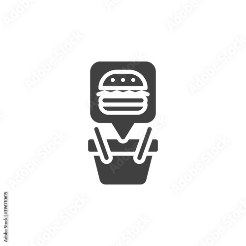 Fast food order vector icon. filled flat sign for mobile concept and web design. Shopping basket with burger glyph icon. Symbol, logo illustration. Vector graphics