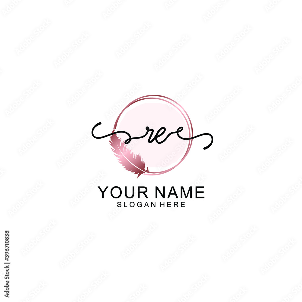 Initial RE Handwriting, Wedding Monogram Logo Design, Modern Minimalistic and Floral templates for Invitation cards Initial RE Handwriting, Wedding Monogram Logo Design, Modern Minimalistic and Floral templates for Invitation cards