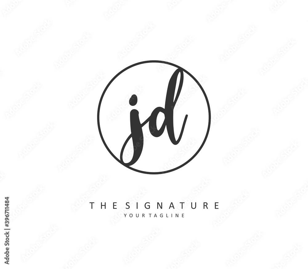 JD Initial letter handwriting and signature logo. A concept handwriting initial logo with template element. JD Initial letter handwriting and signature logo. A concept handwriting initial logo with template element.