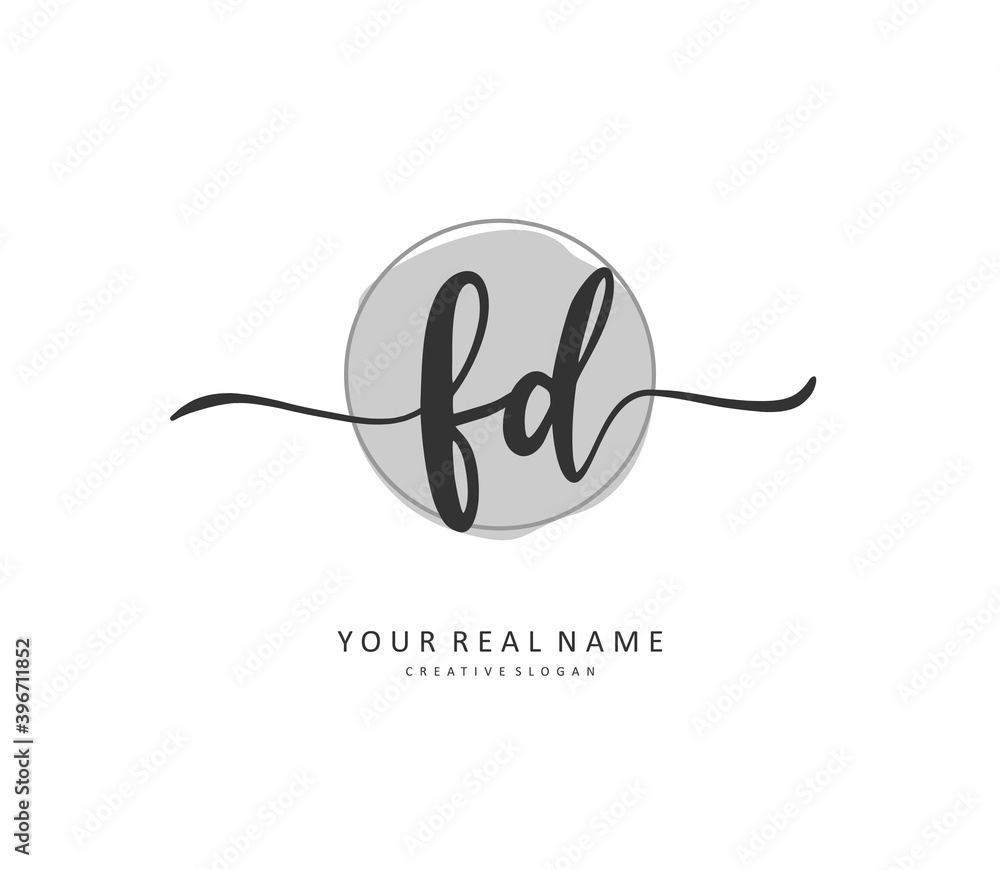 Obraz premium FD Initial letter handwriting and signature logo. A concept handwriting initial logo with template element.