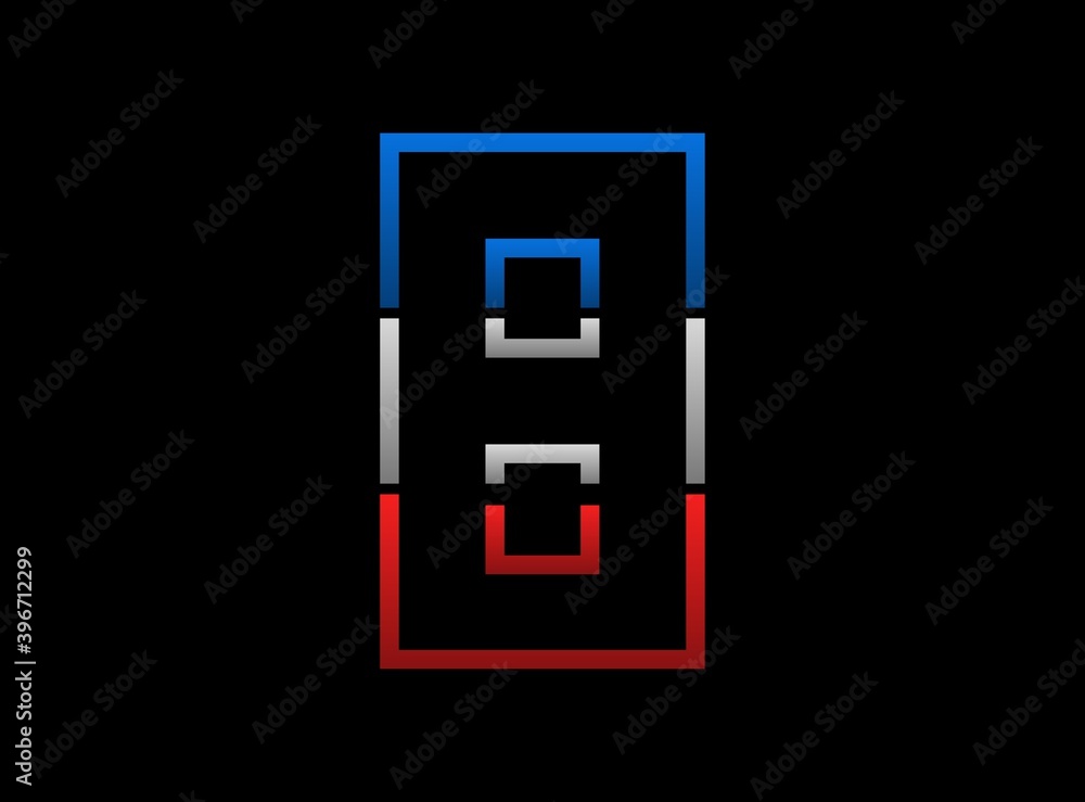 8 number vector desing, outline stroke font logo. Dynamic split grey, red, blue color on black background. For social media,design elements, creative poster, web template and more 8 number vector desing, outline stroke font logo. Dynamic split grey, red, blue color on black background. For social media,design elements, creative poster, web template and more
