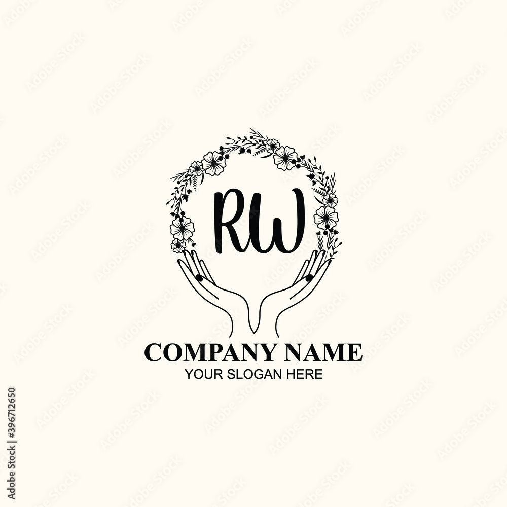 Initial RW Handwriting, Wedding Monogram Logo Design, Modern Minimalistic and Floral templates for Invitation cards