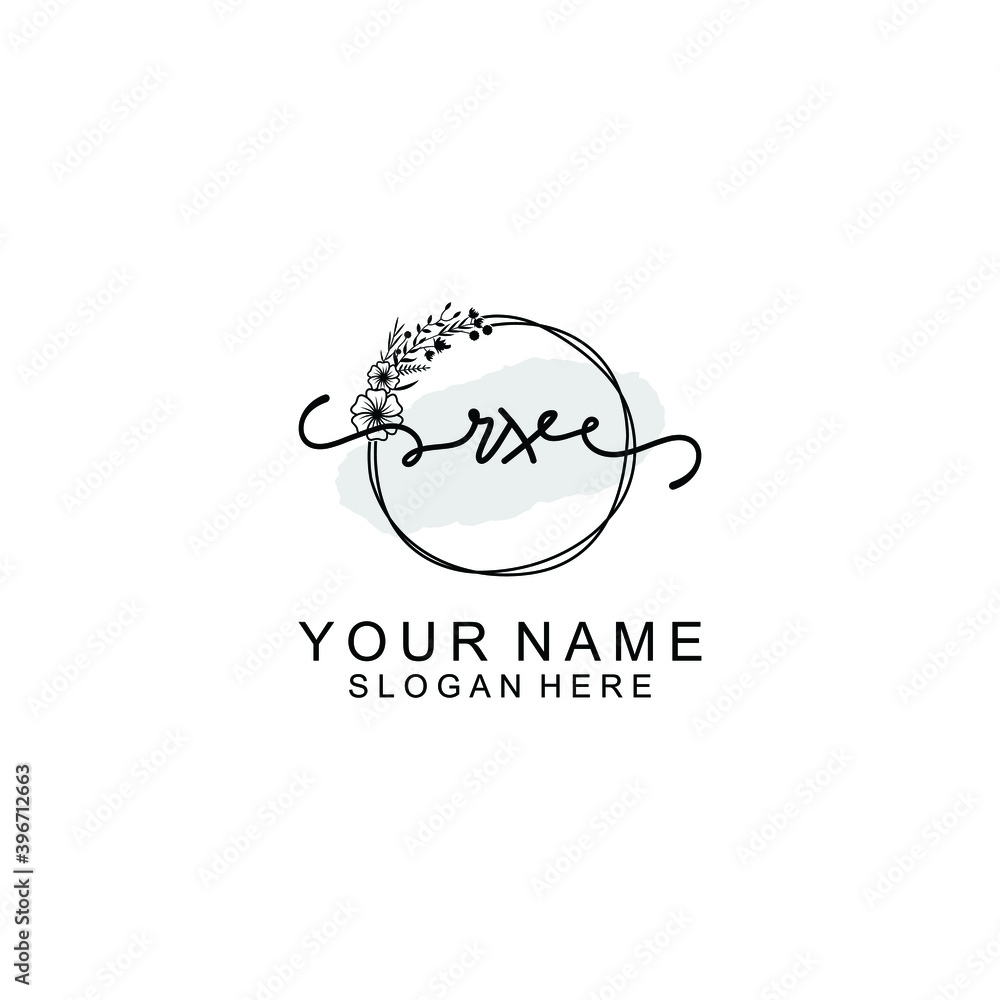 Initial RX Handwriting, Wedding Monogram Logo Design, Modern Minimalistic and Floral templates for Invitation cards