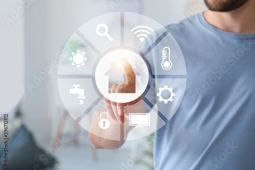 Man using futuristic interf...