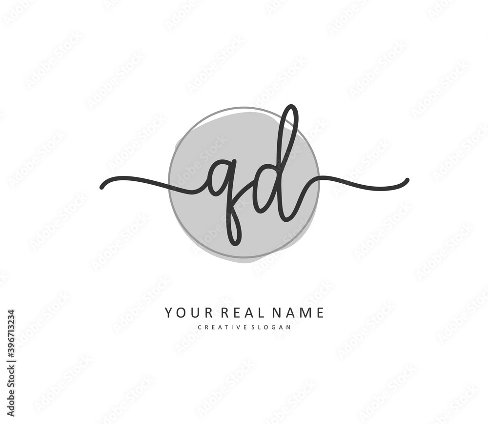 QD Initial letter handwriting and signature logo. A concept handwriting initial logo with template element. QD Initial letter handwriting and signature logo. A concept handwriting initial logo with template element.