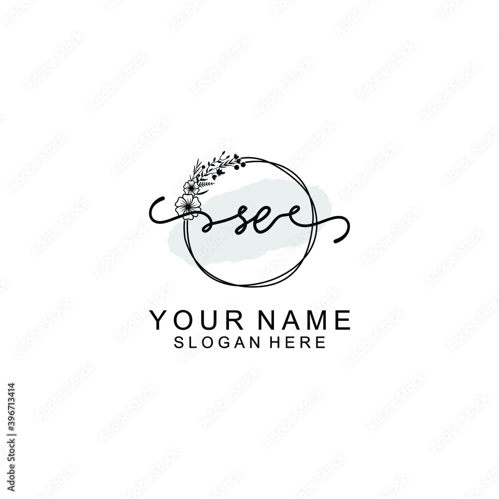 Initial SE Handwriting, Wedding Monogram Logo Design, Modern Minimalistic and Floral templates for Invitation cards Initial SE Handwriting, Wedding Monogram Logo Design, Modern Minimalistic and Floral templates for Invitation cards