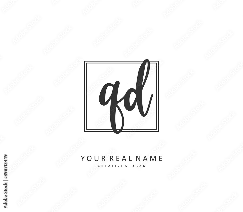 QD Initial letter handwriting and signature logo. A concept handwriting initial logo with template element. QD Initial letter handwriting and signature logo. A concept handwriting initial logo with template element.