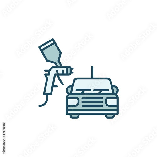 Auto Body Painting concept vector colored icon or logo element