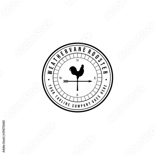 Weather Vane Rooster Logo Vector Illustration Design Vintage Emblem