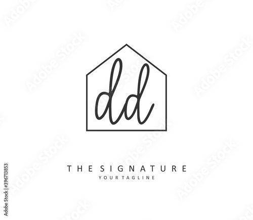DD Initial letter handwriting and signature logo. A concept handwriting initial logo with template element.