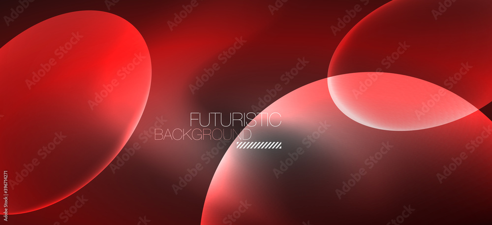 Neon ellipses abstract backgrounds. Shiny bright round shapes glowing in the dark. Vector futuristic illustrations for covers, banners, flyers and posters and other