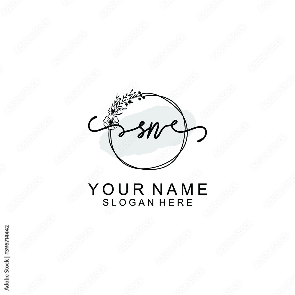 Initial SN Handwriting, Wedding Monogram Logo Design, Modern Minimalistic and Floral templates for Invitation cards Initial SN Handwriting, Wedding Monogram Logo Design, Modern Minimalistic and Floral templates for Invitation cards
