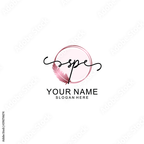 Initial SP Handwriting, Wedding Monogram Logo Design, Modern Minimalistic and Floral templates for Invitation cards