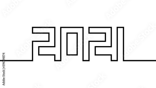 simple happy new year 2021 square font lettering template isolated in white background