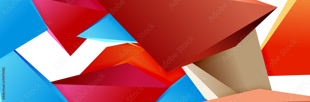 Triangle mosaic abstract background, 3d triangular low poly shapes. Geometric vector illustration for covers, banners, flyers and posters and other