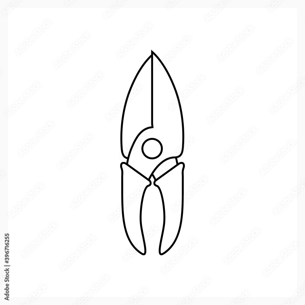 Doodle gardening scissors icon isolated on white. Sketch gardening tool. Vector stock illustration. EPS 10 Doodle gardening scissors icon isolated on white. Sketch gardening tool. Vector stock illustration. EPS 10