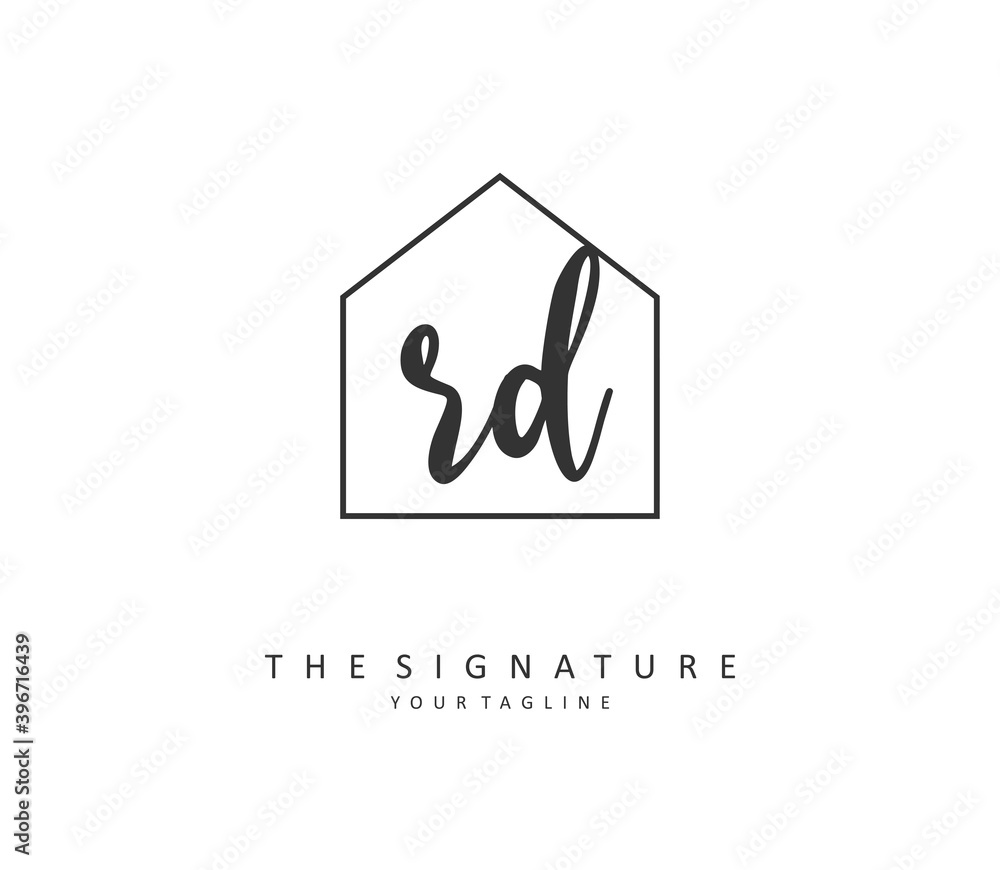 RD Initial letter handwriting and signature logo. A concept handwriting initial logo with template element. RD Initial letter handwriting and signature logo. A concept handwriting initial logo with template element.