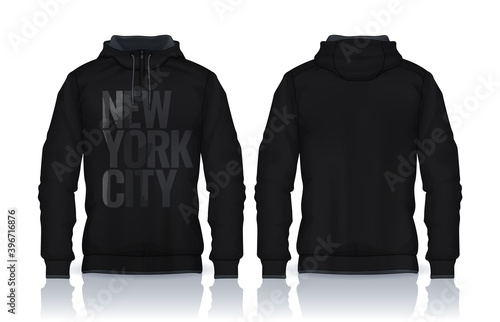 Hoodie shirts template.Jacket Design,Sportswear Track front and back view.