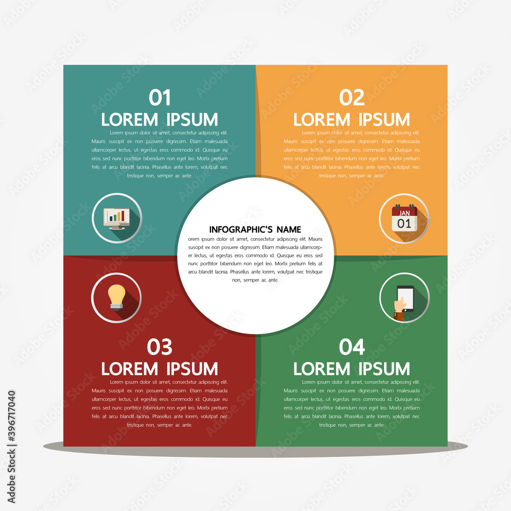 Fototapeta premium Four options infographic template for smart business presentation