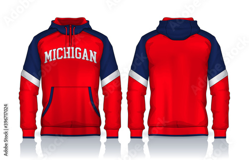 Hoodie shirts template.Jacket Design,Sportswear Track front and back view.