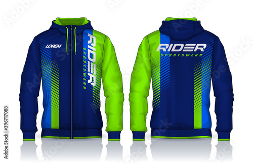 Hoodie shirts template.Jacket Design,Sportswear Track front and back view.
