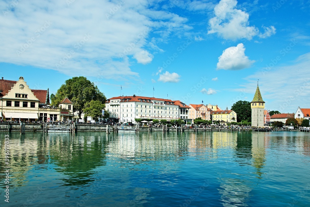 Germany-view of the embankment and port of Lindau at Lake Constance