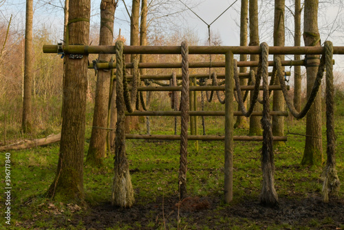 Old rope park in the woods
