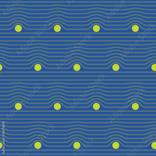 Seamless geometric pattern with stripes, balls. Vector design for web banner, business presentation, brand package, fabric, print, wallpaper.