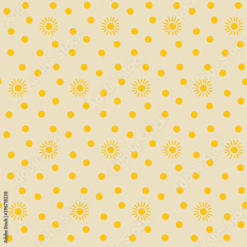 Seamless geometric pattern with the image of dots, balls, bulbs, lights. Vector New Year design for web banner, business presentation, brand package, fabric, print, wallpaper.