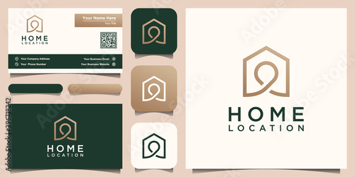 Home location Logo designs Template, house combined with pin maps.