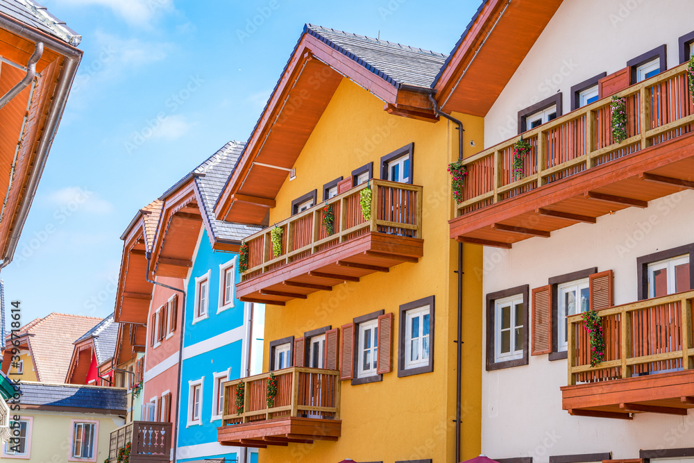 Colorful architectural blocks and streets in European towns