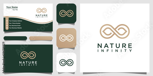 Infinity natural Logo design looped leaf vector template.