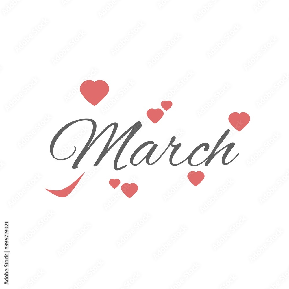 vector illustration of names for March calendar month. suitable for the new calendar.