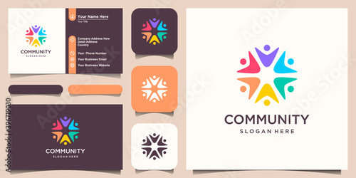 Symbols working as team and cooperating logo design.