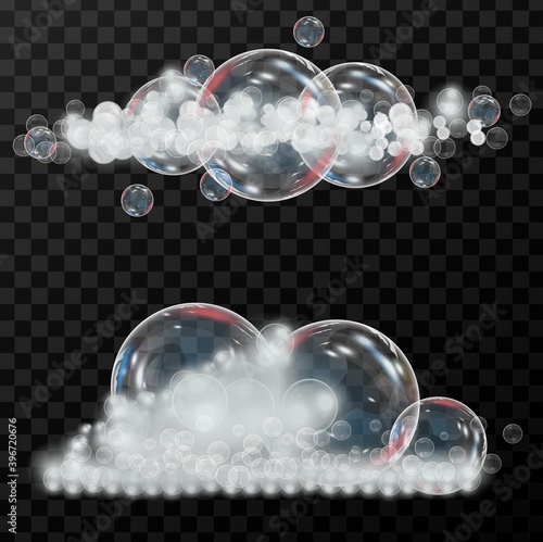 foam with soap on a separate, mesh, background. Shampoo and foam vector illustration.