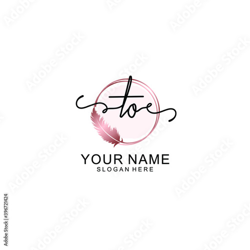 Initial TO Handwriting, Wedding Monogram Logo Design, Modern Minimalistic and Floral templates for Invitation cards