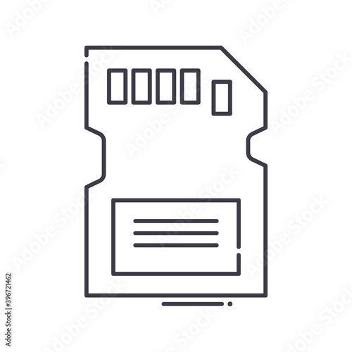 Memory card icon, linear isolated illustration, thin line vector, web design sign, outline concept symbol with editable stroke on white background.