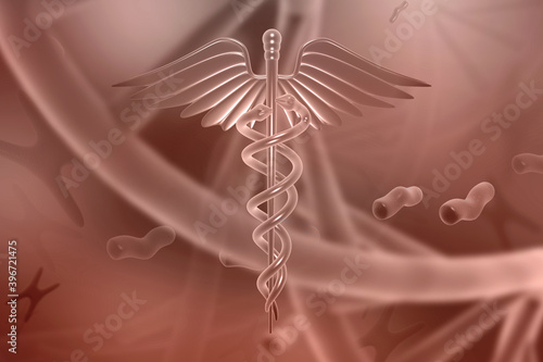 2d illustration caduceus medical symbol 