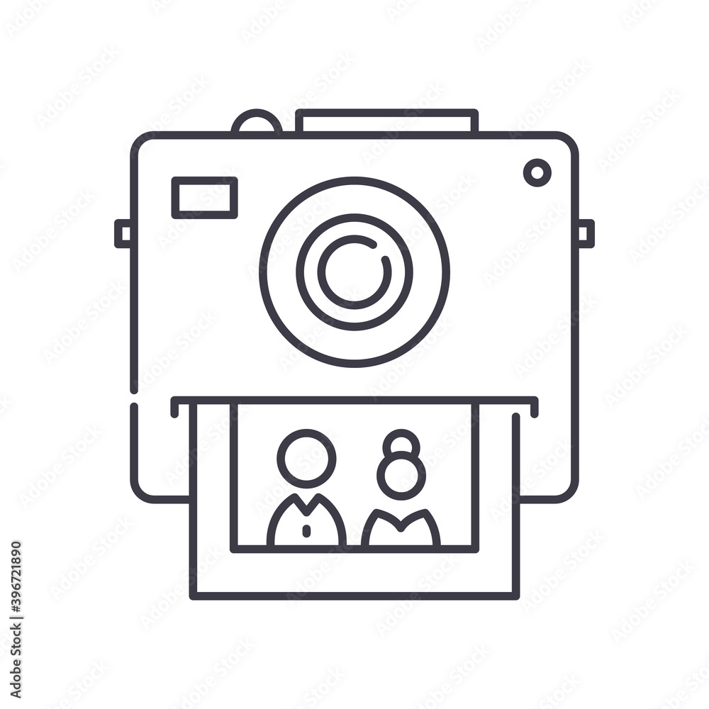 Memory camera icon, linear isolated illustration, thin line vector, web design sign, outline concept symbol with editable stroke on white background. Memory camera icon, linear isolated illustration, thin line vector, web design sign, outline concept symbol with editable stroke on white background.
