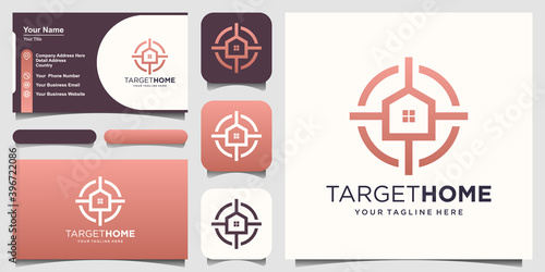 target home Logo designs Template. house combined with target sign.