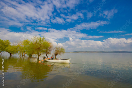 Golyazi village, Bursa, Turkey. Fishing boats near Lake Uluabat photo