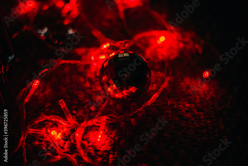 Background with bright glowing Christmas balls