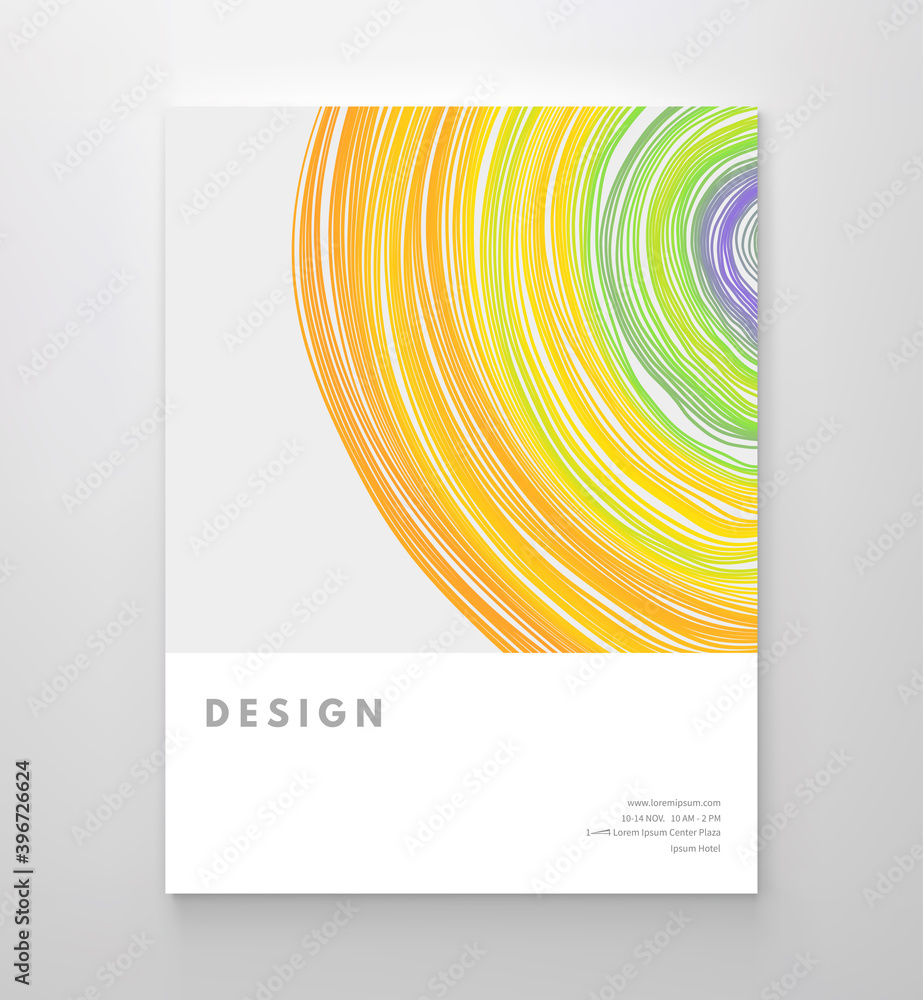 Fototapeta premium Abstract circular background with many thin lines. Many random circle with noise effect. Cover design template. Vector illustration for advertising, marketing or presentation.