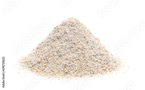 Barley flour pile isolated on white background