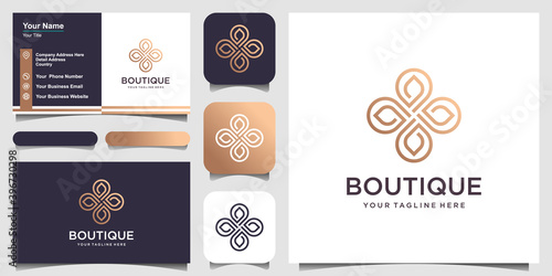 flower Logo design looped leaf vector template.