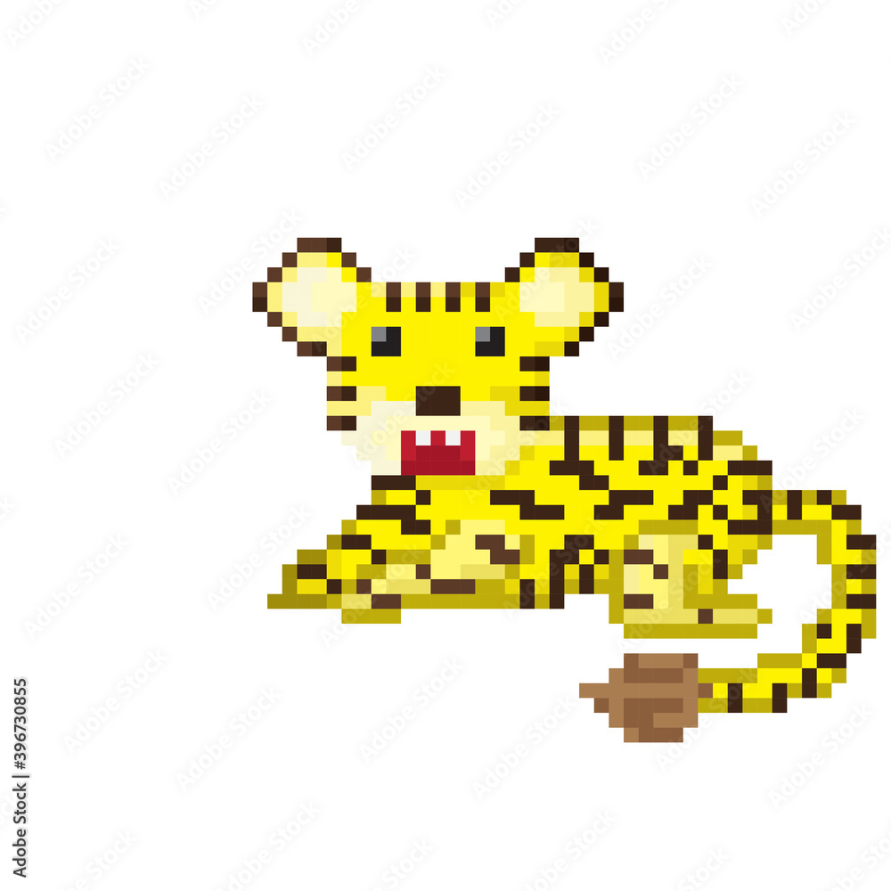 Fototapeta premium Tiger pixel art. Vector picture.