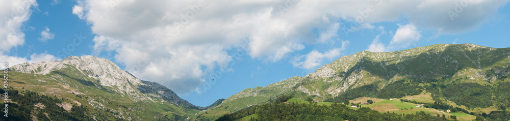 Panoramic View of Zambla Alta, Italian Alps