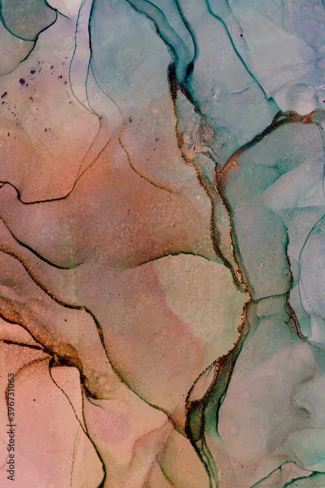 Fototapeta premium Alcohol ink art.Mixing liquid paints. Modern, abstract colorful background, wallpaper. Marble texture.Translucent colors